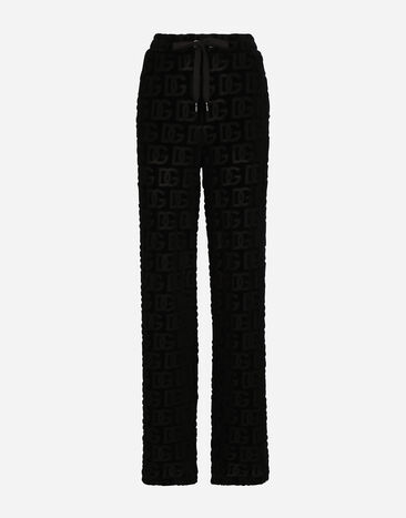 Dolce & Gabbana Flared jacquard pants with DG logo Black FTBMPTFU21E