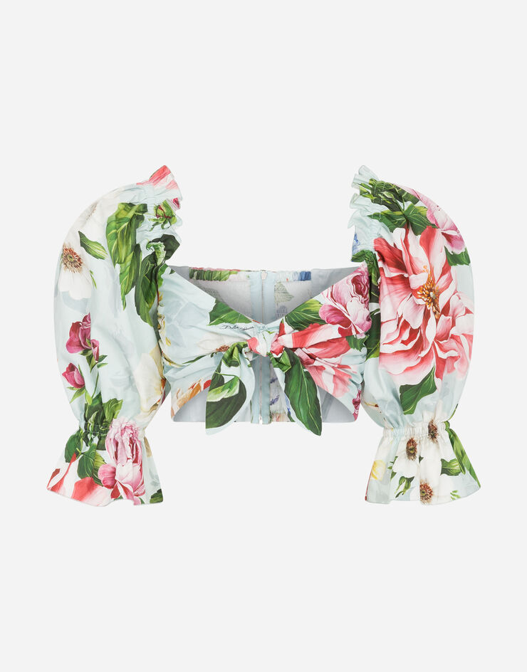 Dolce & Gabbana FLORAL-PRINT POPLIN CROP TOP ESTAMPADO DE FLORES F74F2THS5GB