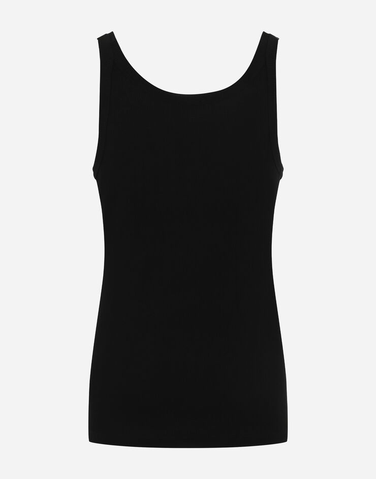 Dolce & Gabbana Camiseta sin mangas de algodón acanalado Negro M8C19JONN96