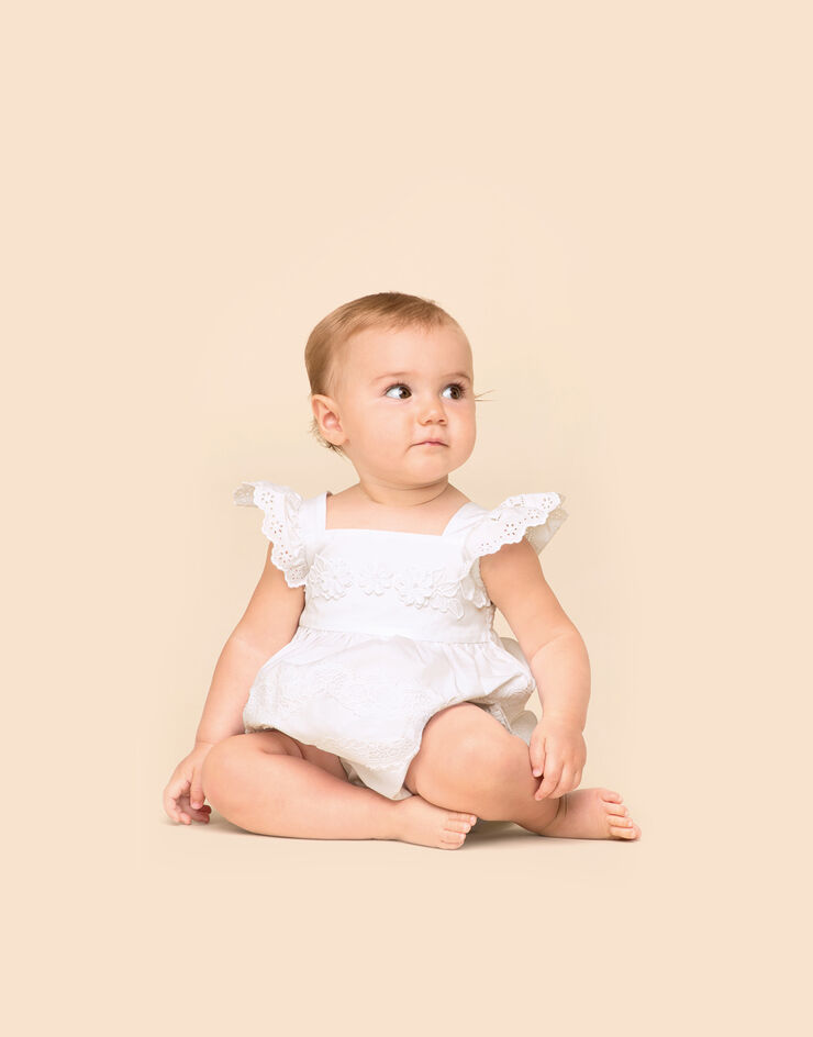 Dolce & Gabbana PLAYSUIT IN COTTON WITH LACE DETAILING WHITE L21O62G7RZJ