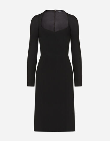 Dolce & Gabbana Long-sleeved cady midi dress Black F6E7QTFURDV