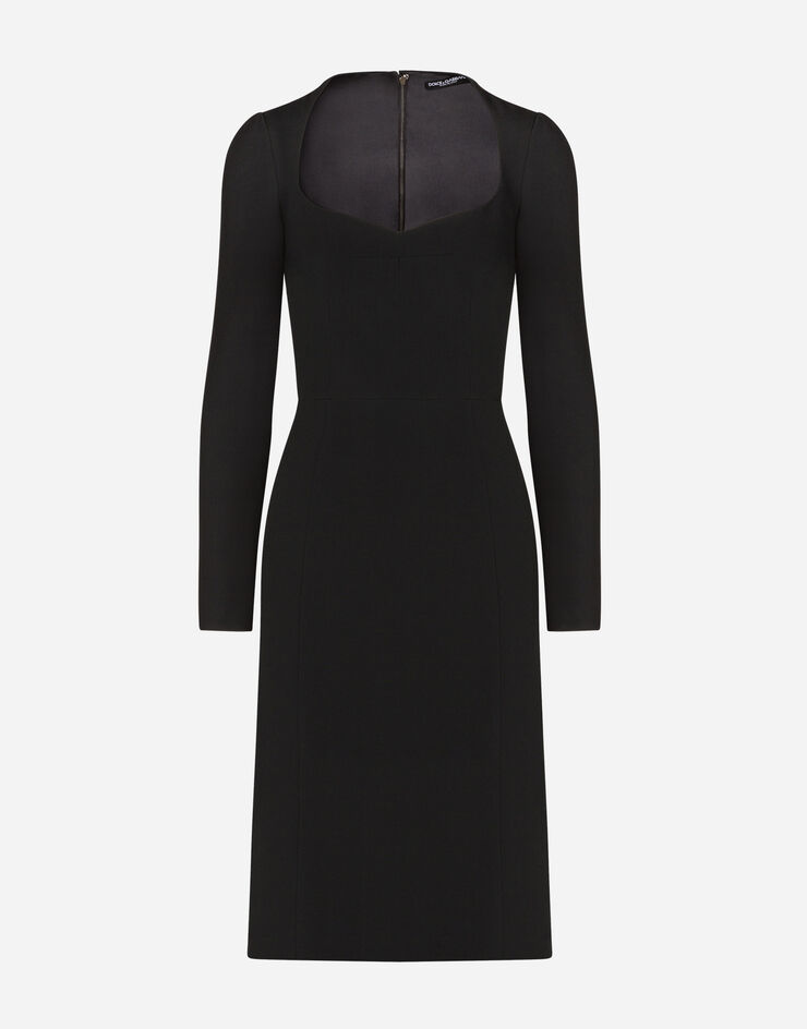 Dolce & Gabbana Long-sleeved cady midi dress Black F6E7QTFURDV