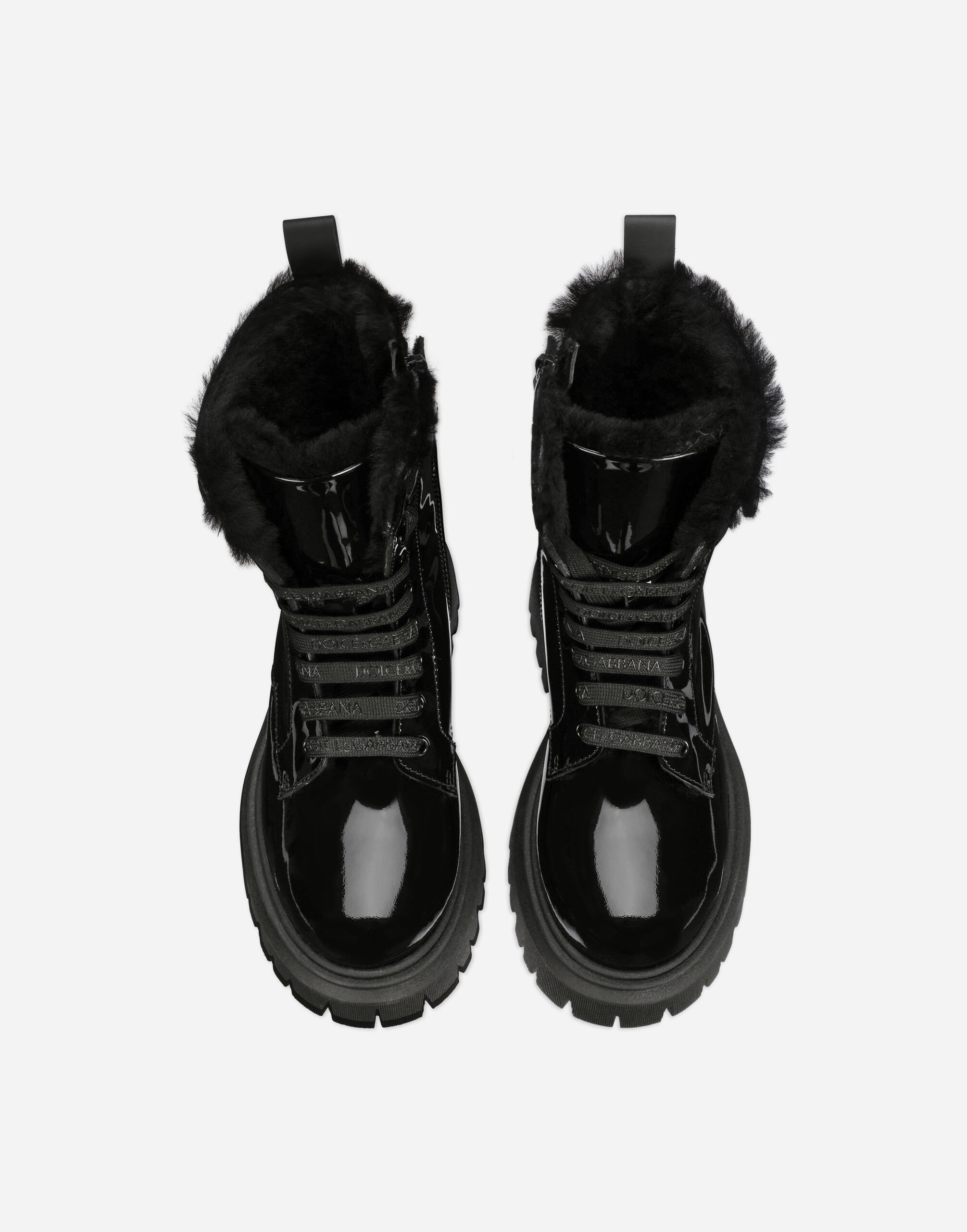 Faux fur combat boots top