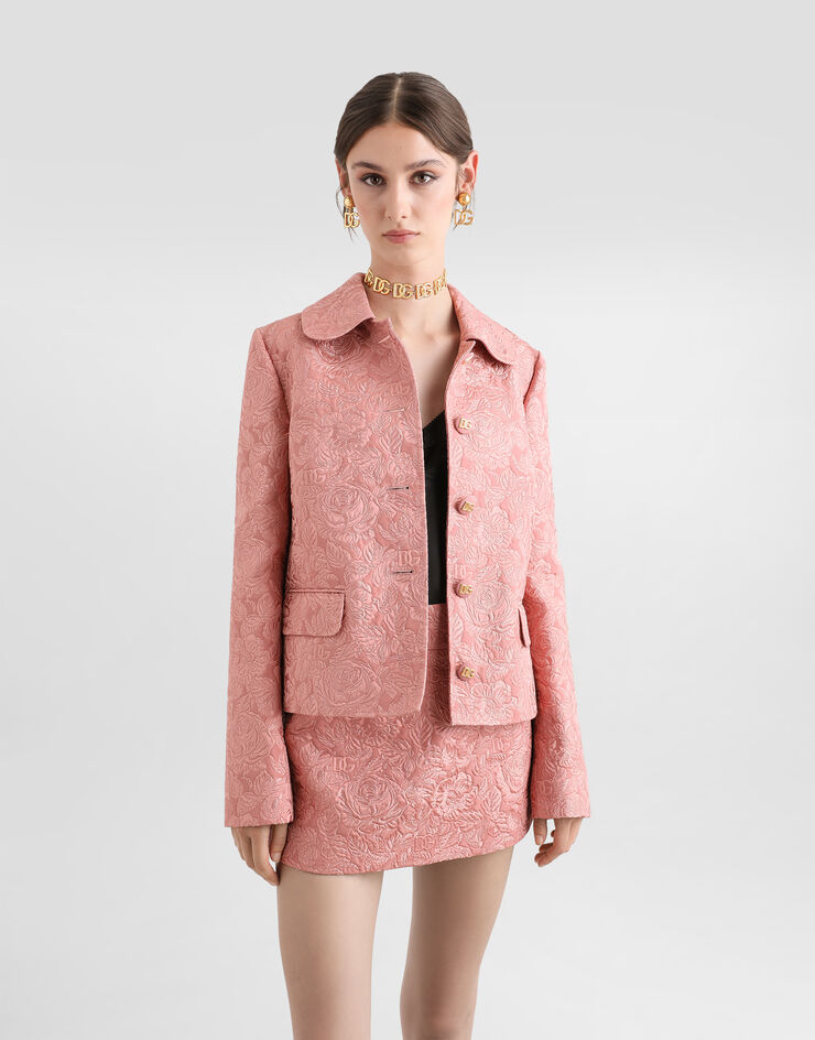 Dolce & Gabbana 花卉绗缝提花单排扣 Gabbana 夹克  Pink F29UETHJMQK