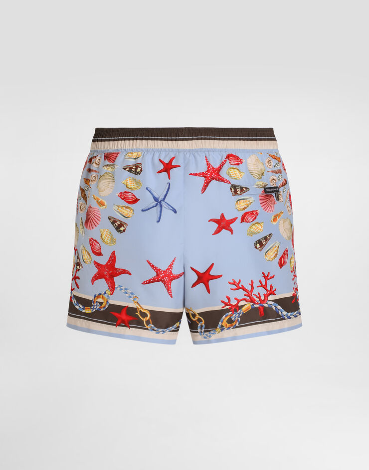 Dolce & Gabbana Boxer da mare corto stampa conchiglie Multicolore M4F34TFIM60