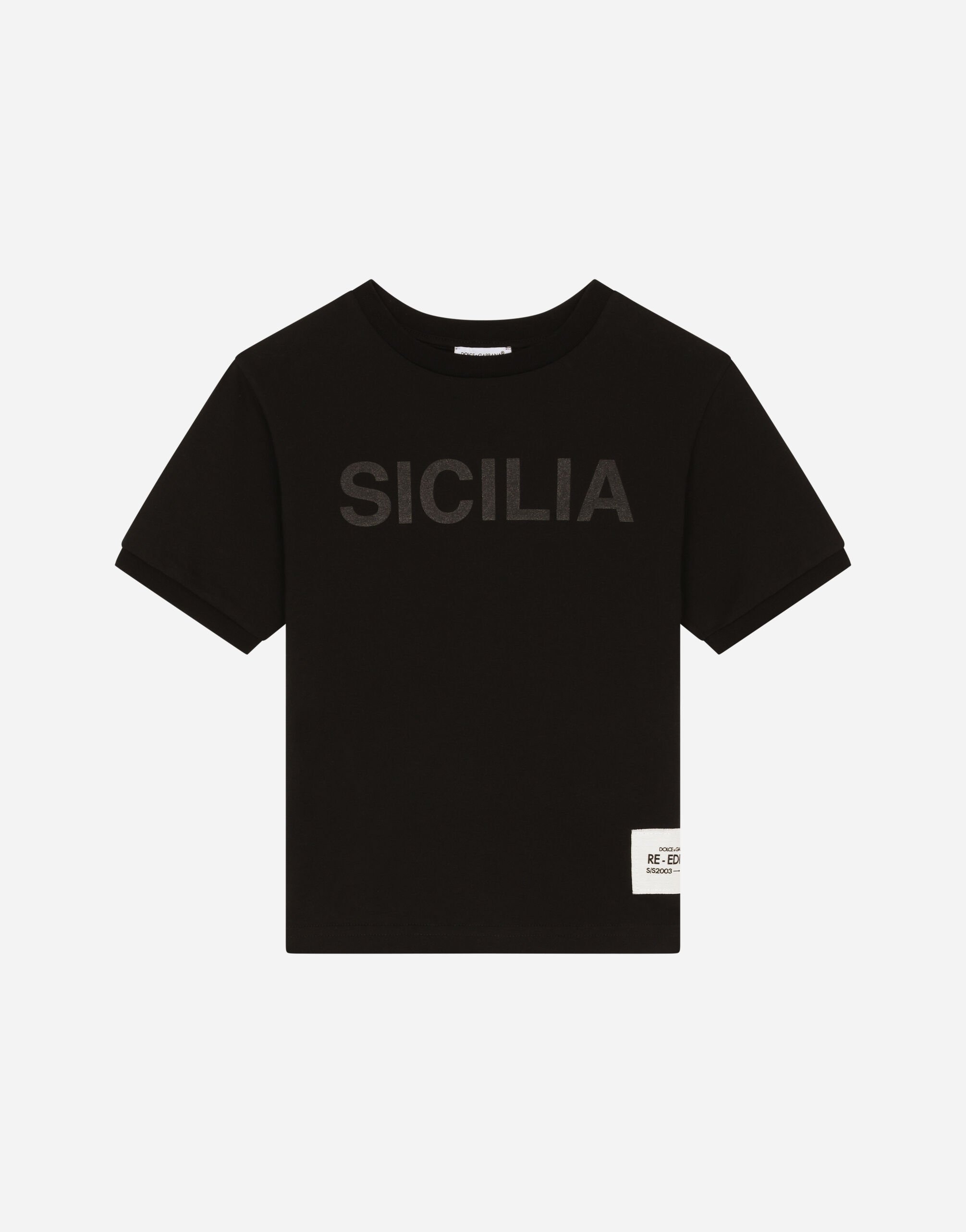 Dolce & Gabbana Jersey T-shirt with rubberized print Black L4JTEYG7K8Z
