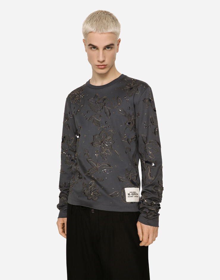 Dolce&Gabbana Tシャツ コットンインターロック エンブロイダリー グレー G8QT0ZHU7H8