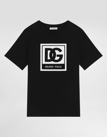 Dolce & Gabbana Jersey T-shirt with DG logo Blue L4JWLGG7OLL