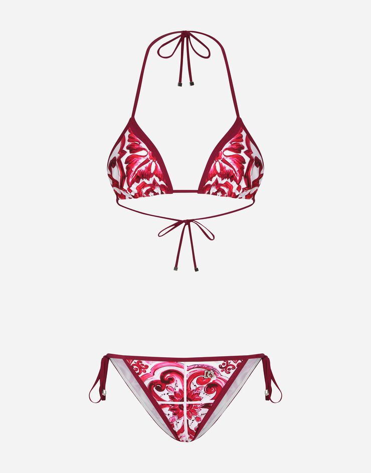 Dolce & Gabbana Majolica-print triangle bikini Multicolor O8A02JONO19
