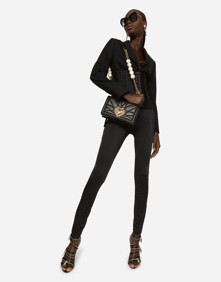 Dolce & Gabbana Woolen bustier jacket with lacing Black F29JXTGDZ78