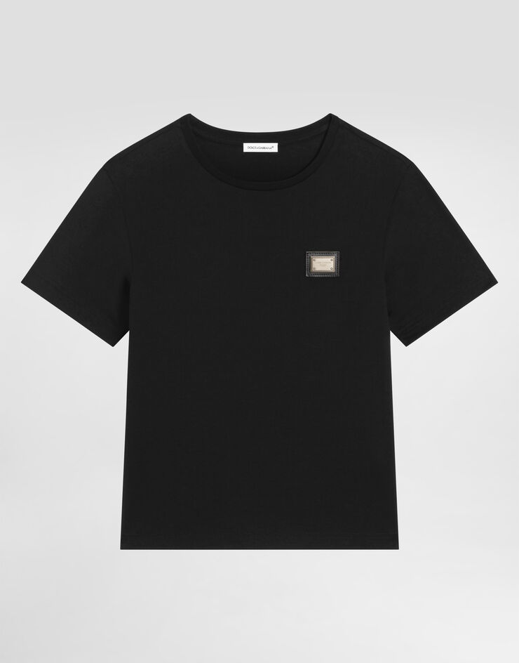 Dolce & Gabbana Jersey t-shirt with logo plate Dolce & Gabbana Jersey t-shirt with logo plate Black L4JT7TG7P1T