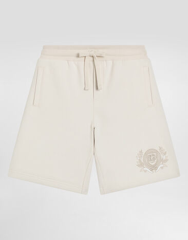 Dolce & Gabbana Fleece shorts with DG logo Grey L4JPJPG7N2A