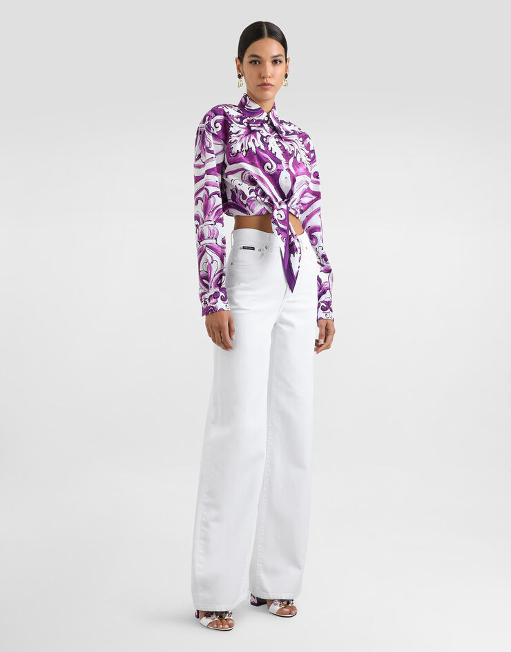 Dolce & Gabbana Majolica-print poplin shirt Multicolor F5T76TFI5JP