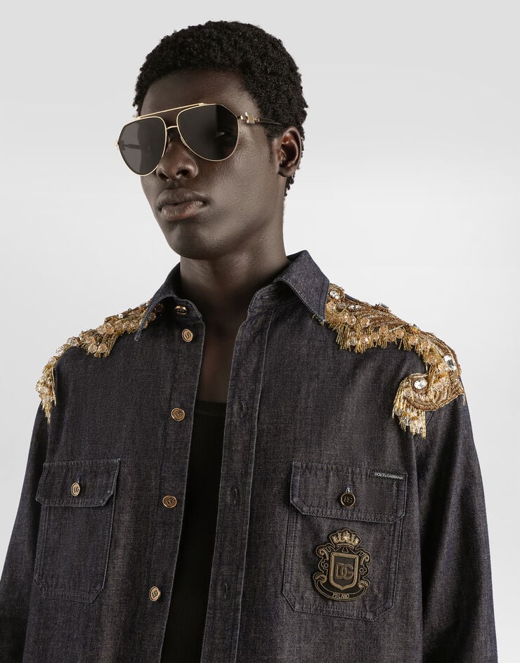 Dolce & Gabbana Denim shirt with patches Multicolor G5OD2ZG8OM3