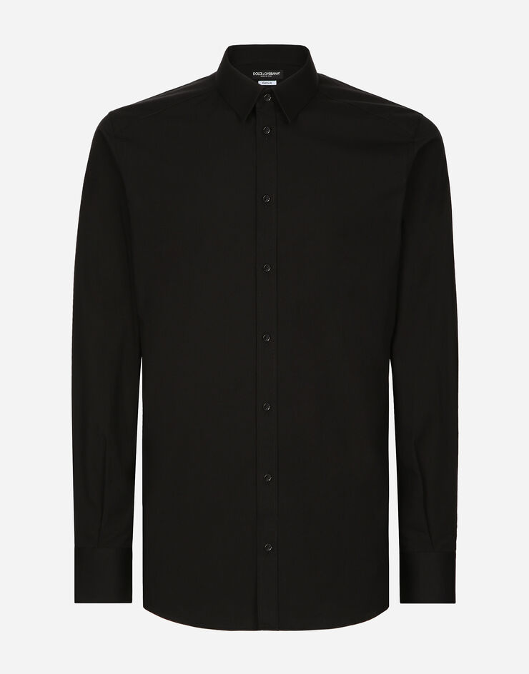 Dolce&Gabbana Stretch poplin Gold-fit shirt Black G5EJ0TGG826