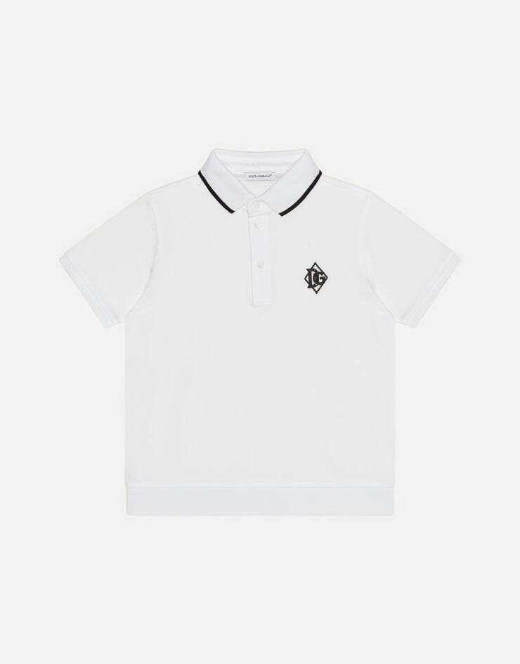 Dolce & Gabbana Piqué polo shirt with DG logo patch BIANCO L4JTBJG7VYG