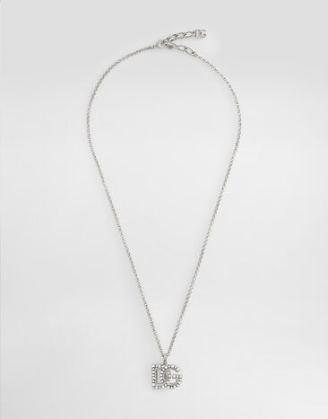 Dolce & Gabbana Feine Gliederhalskette mit DG-Strasslogo Silber WNR2L4W1111