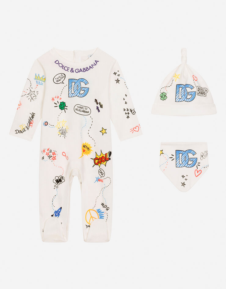 Dolce & Gabbana 3-piece gift set in DG design-print jersey Multicolor L1JO8SII7FC