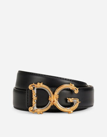 Dolce & Gabbana Calfskin belt with logo Black FB404AGDC2P
