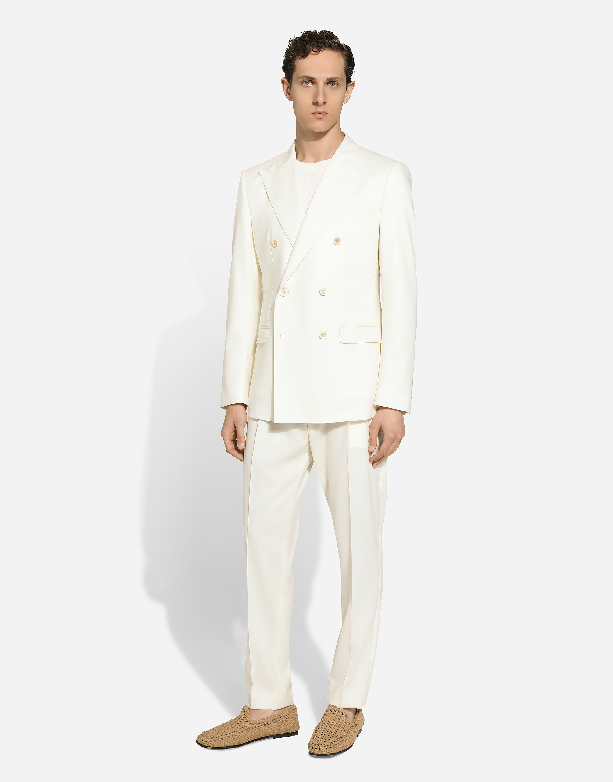 Silk jacquard round-neck sweater with DG logo in White for Men