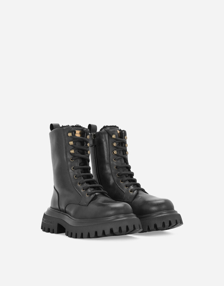 Dolce&Gabbana Bottines Hi trekking en cuir vintage Noir DA5186A1048