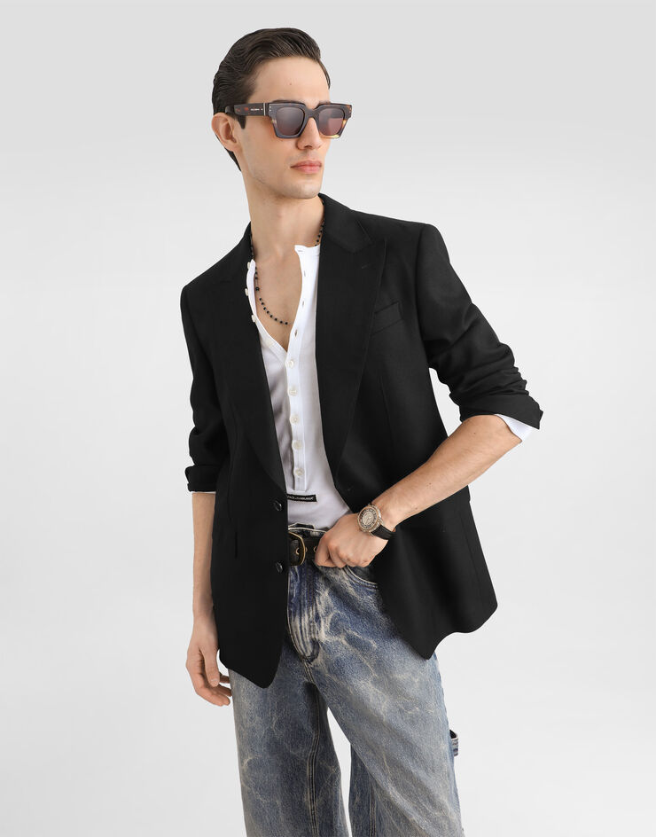 Dolce & Gabbana Sicilia light single-breasted viscose jacket Black G2QS6TFU8CQ