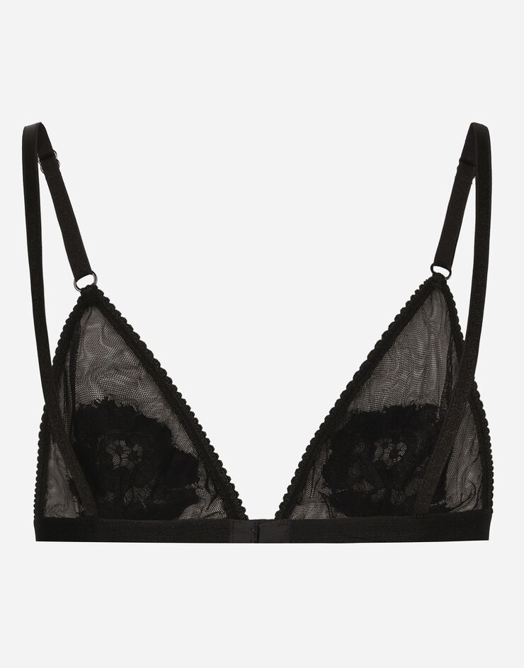 Dolce & Gabbana Soft-Cup-Triangel-BH aus Spitze und Tüll Black O1G24TONQ79