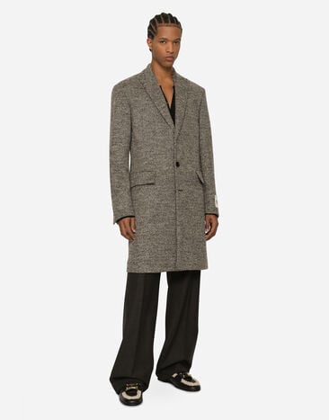 Dolce&Gabbana Single-breasted melange diagonal-weave wool coat Multicolor G033LTGG723