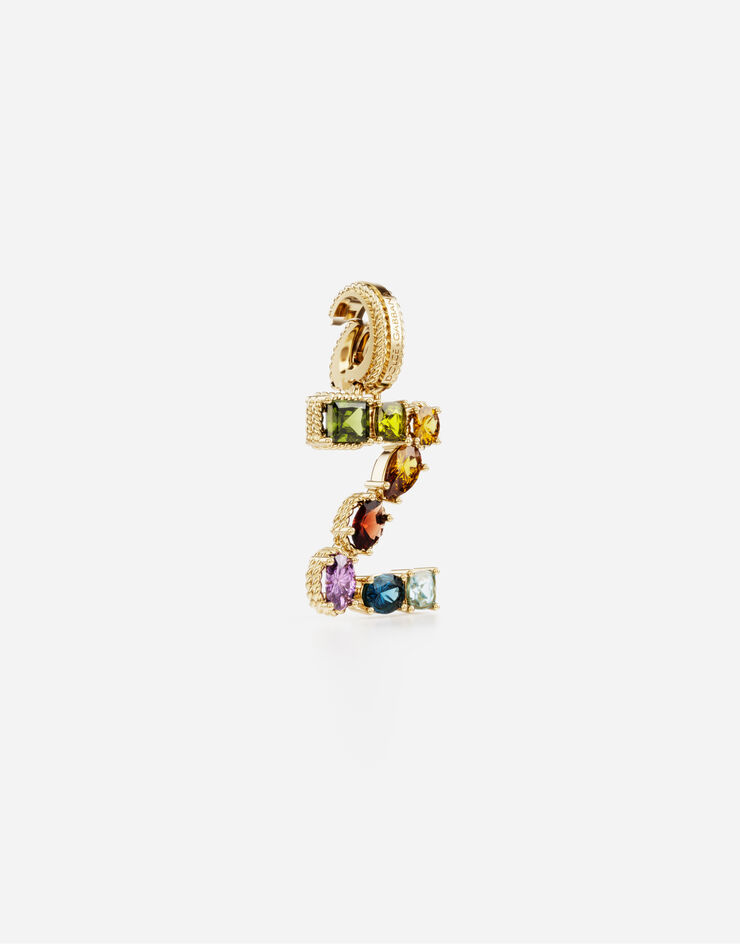 Dolce & Gabbana Rainbow alphabet Z 18 kt yellow gold charm with multicolor fine gems Gold WANR2GWMIXZ