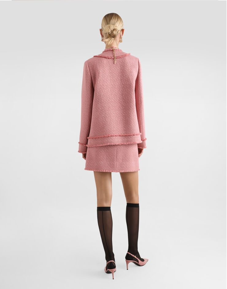 Dolce & Gabbana Camisa de seda devoré con logotipo DG Rosa F5Q44TFJTBR