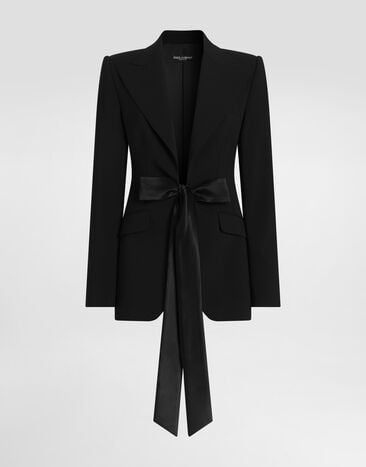 Dolce & Gabbana Turlington single-breasted jacket in micro-ribbed fabric Black F2JBUTFUBG3
