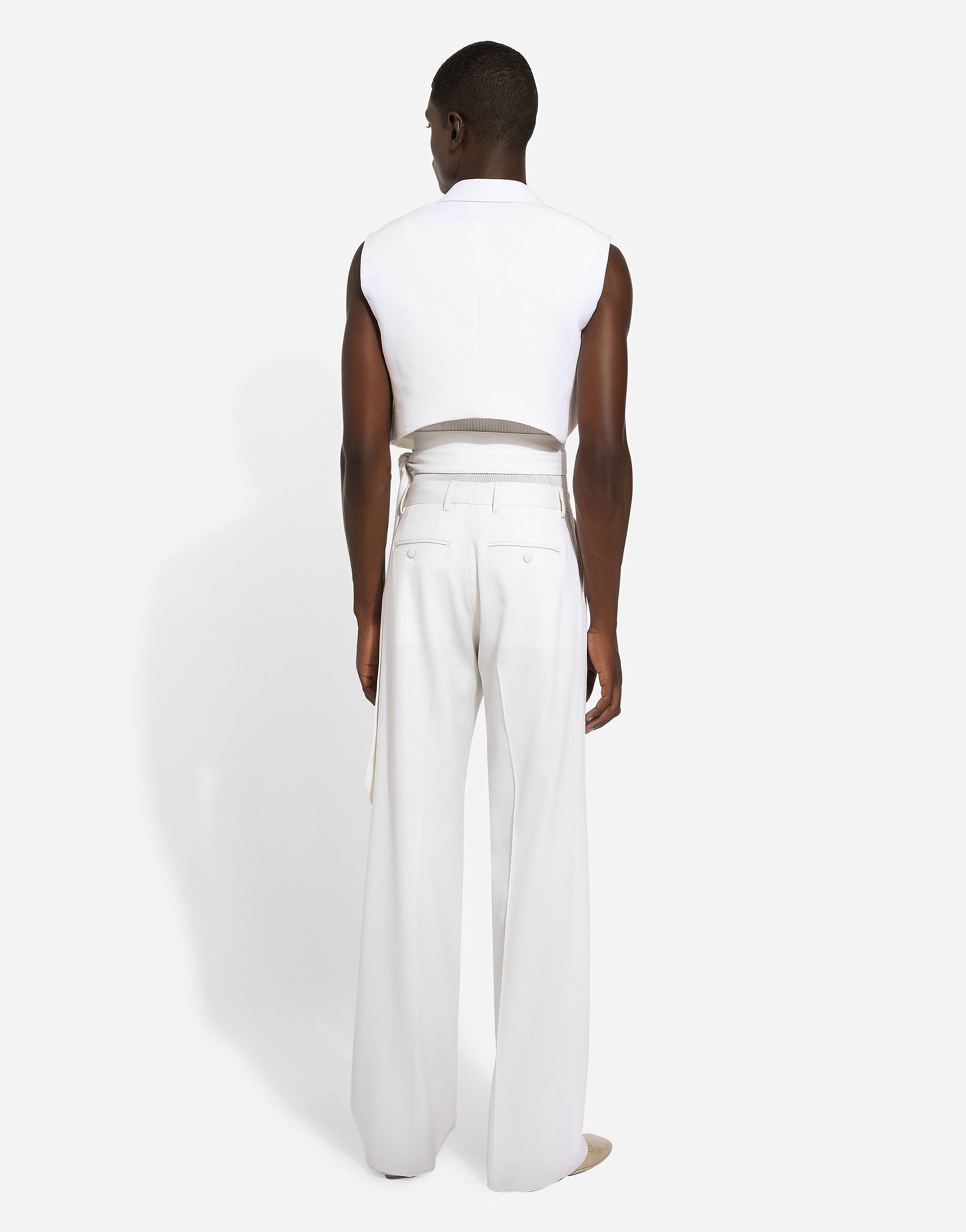 【関税＆送料込み】Dolce & Gabbana Waistcoats Belted cropped double-breasted wool waistcoat in White for