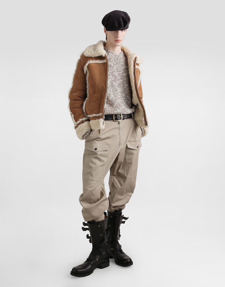 Dolce & Gabbana Stretch cotton gabardine cargo trousers Beige GP135TFUFL3