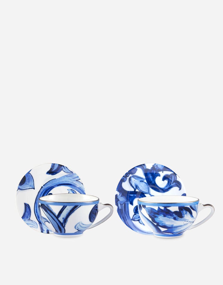 Dolce & Gabbana Gift Box With 2 Porcelain Teacups With Saucers Dolce & Gabbana Gift Box With 2 Porcelain Teacups With Saucers Multicolor TC0S20TCM09