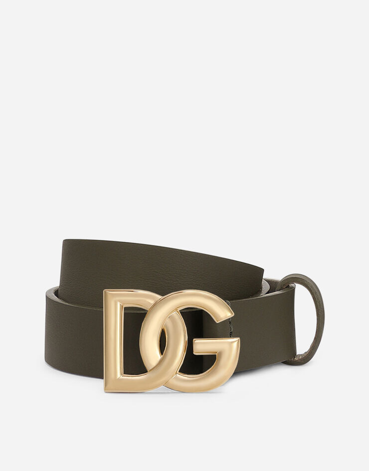 Dolce & Gabbana Calfskin belt with DG logo Green EC0076AC985