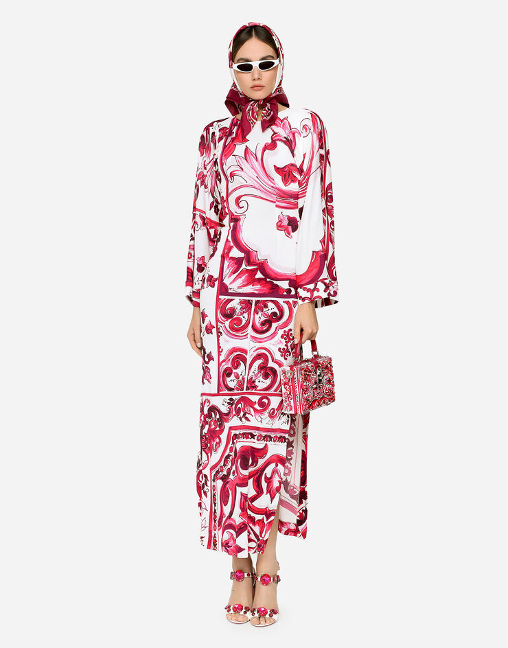 Dolce&Gabbana Long Majolica-print organzine dress Multicolor F6CQBTFS8C0