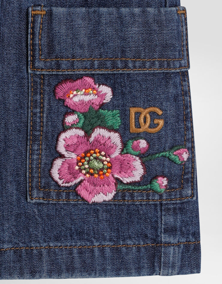 Dolce & Gabbana Denim skirt with patch Multicolor L55I70LDD37