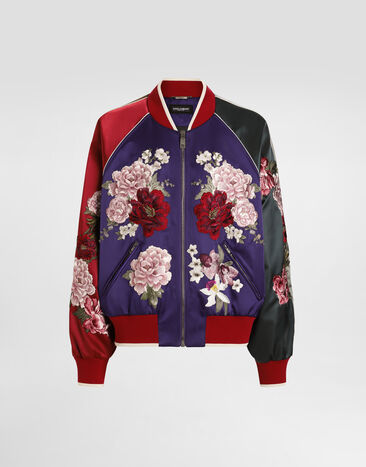Dolce & Gabbana Satin jacket with patch Multicolor G9ZA9ZGJ063