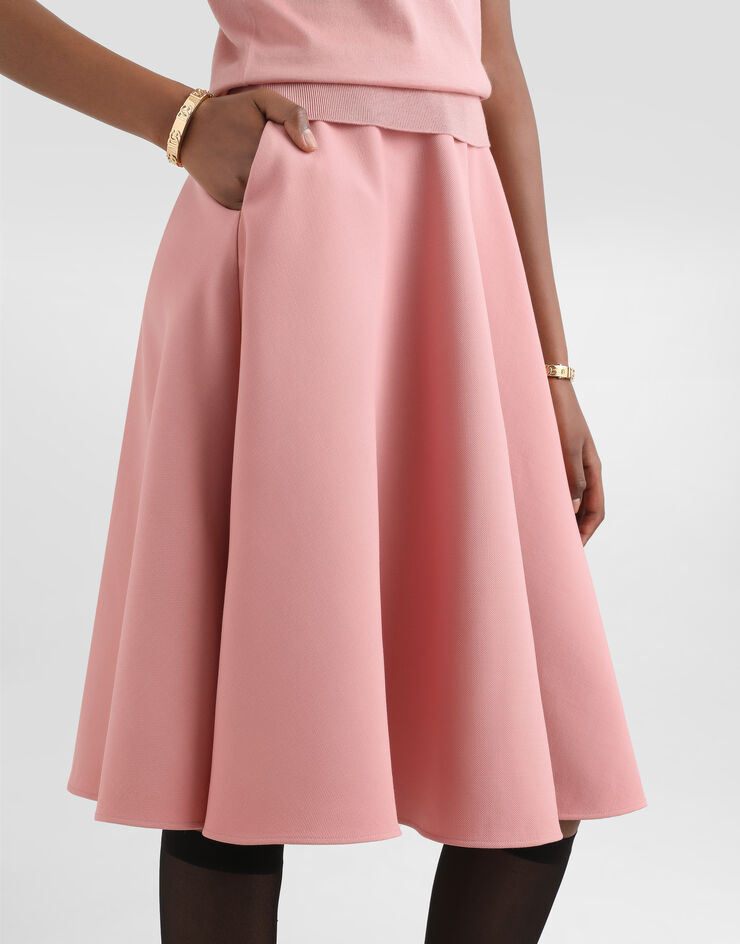 Dolce & Gabbana Woolen midi circle skirt Pink F4C02TFU2L8