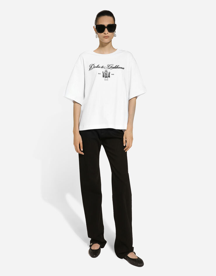Dolce & Gabbana Camiseta de punto con inscripción del logotipo Dolce&Gabbana Blanco F8V12ZGDCNW
