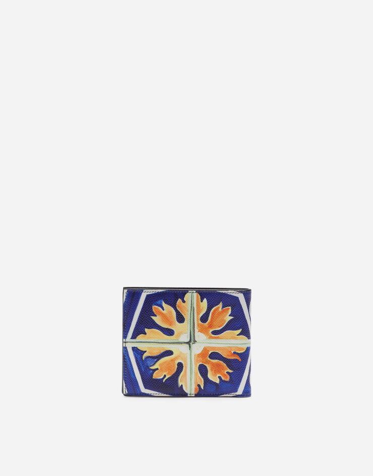 Dolce & Gabbana Bi-fold wallet in dauphine calfskin with maiolica print MAIOLICA PRINT BP1321AZ657