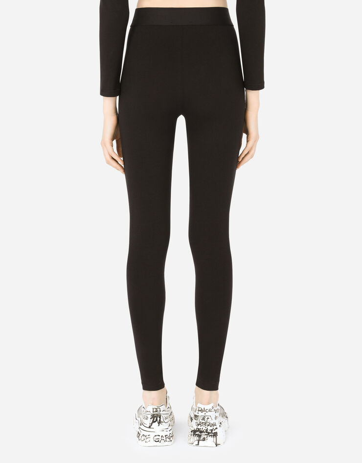 Dolce & Gabbana Leggings aus Jersey mit Logo-Gummiband Schwarz FTB5TTFUEEY