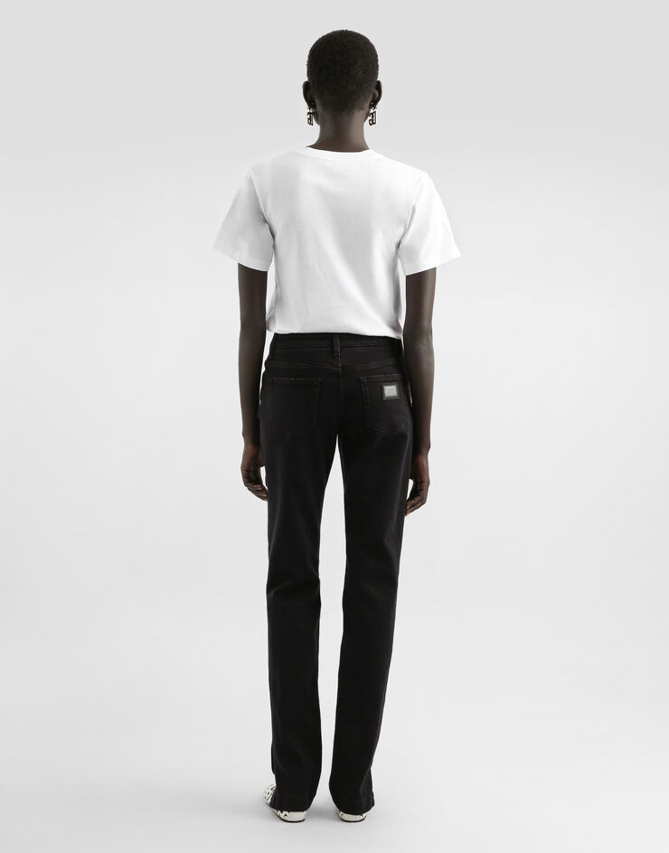 Dolce & Gabbana Jersey T-shirt with Dolce&Gabbana logo embroidery and lettering White F8V09ZGDCNV