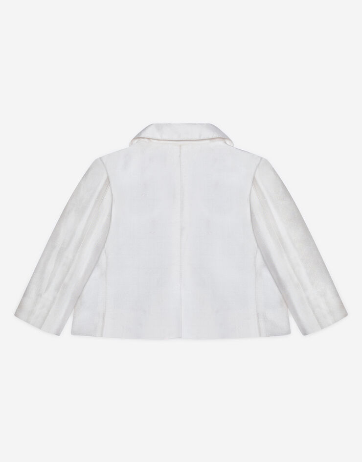 Dolce & Gabbana Single-breasted silk shantung jacket White L0EGC5FU1IR