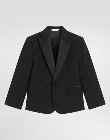 Dolce & Gabbana Chaqueta de esmoquin con botonadura sencilla en paño de lana jacquard con logotipo DG Negro L41J70FJBAK