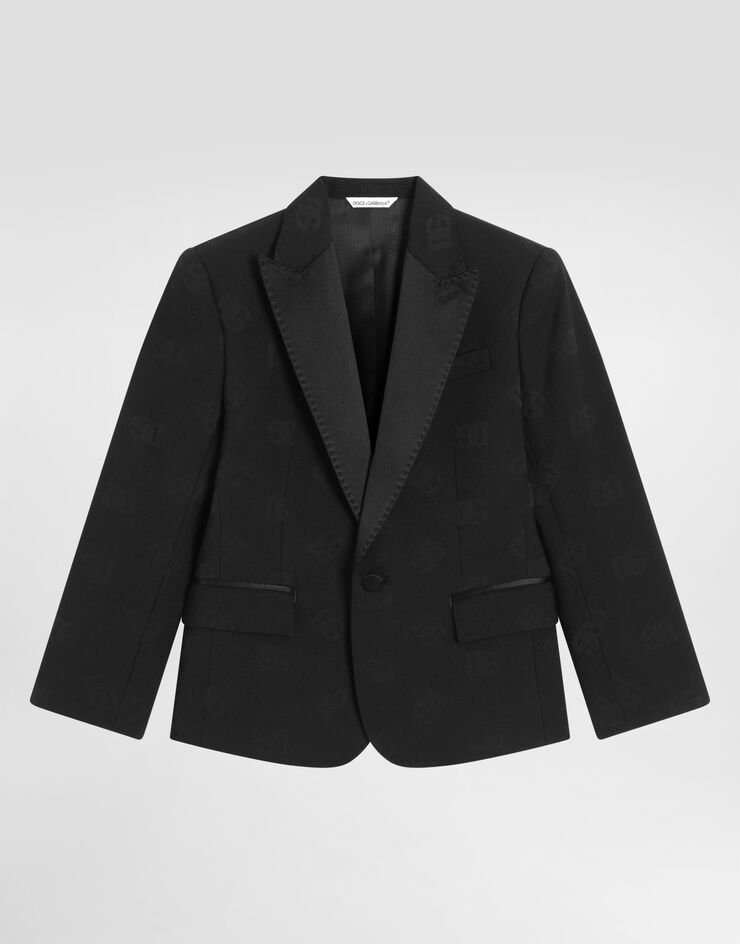 Dolce & Gabbana Single-breasted wool jacquard tuxedo jacket with DG logo Black L41J70FJBAK