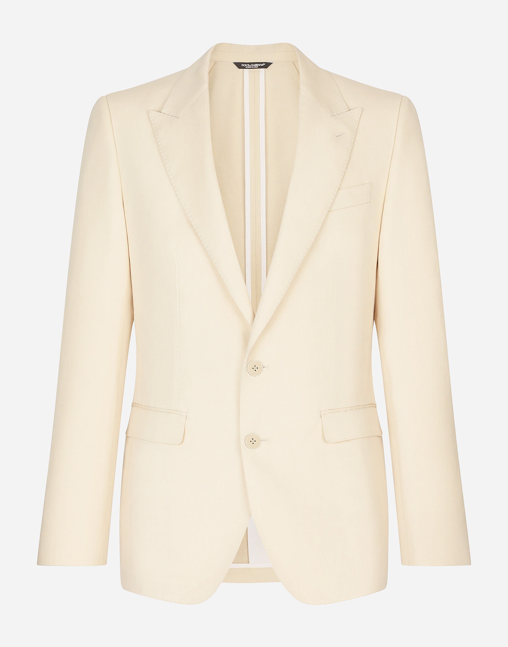 Dolce & Gabbana Single-breasted Taormina jacket in linen, cotton and silk White G2NW0TFUMJN