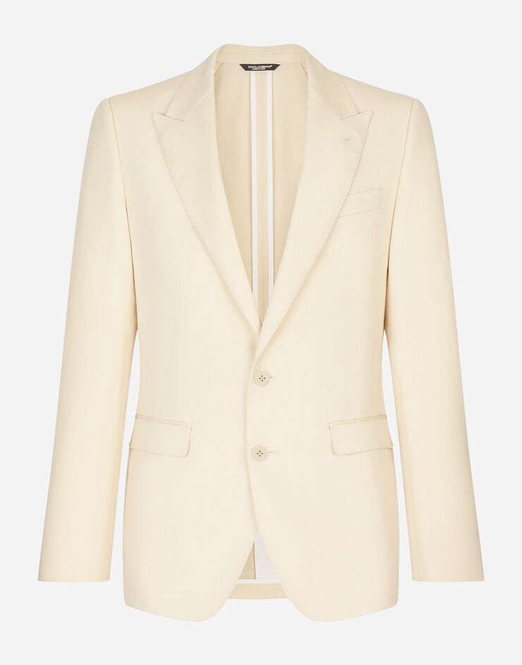 Dolce & Gabbana Однобортный пиджак Taormina изо льна, хлопка и шелка белый G2NW0TFUMJN
