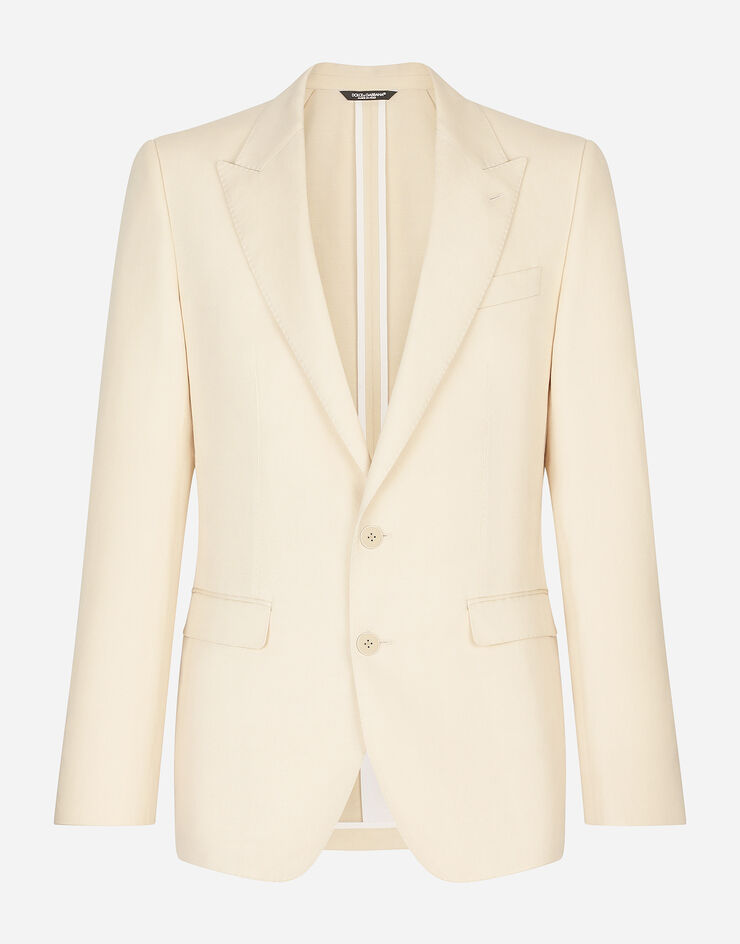 Dolce & Gabbana Chaqueta Taormina de botonadura sencilla en lino, algodón y seda Blanco G2NW0TFUMJN