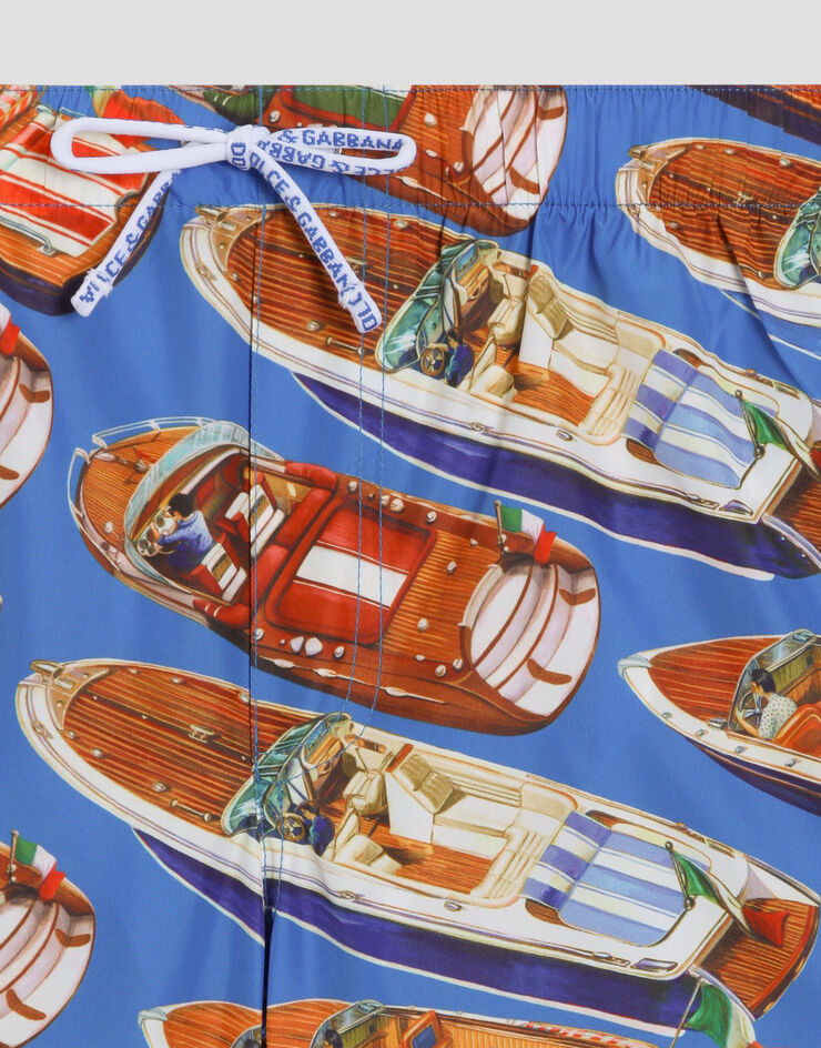 Dolce & Gabbana Medium nylon swim shorts with motorboat print and stripes Dolce & Gabbana Medium nylon swim shorts with motorboat print and stripes Multicolor L4J818ON0D4